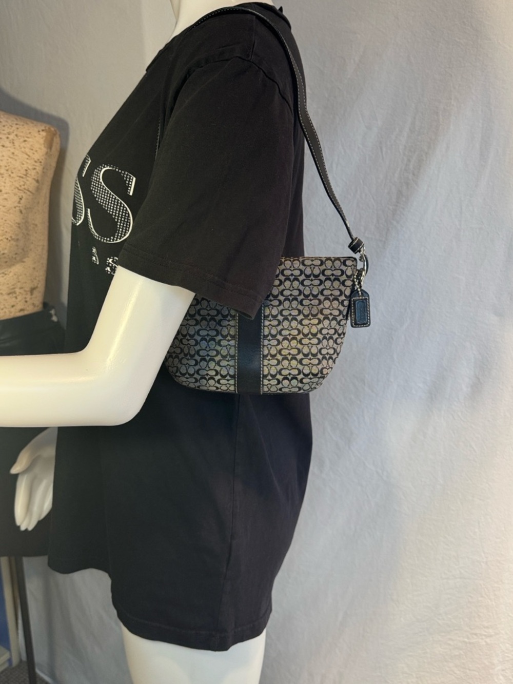 Coach Black and Gray Signature Jacquard Crossbody - Picture 4 of 13